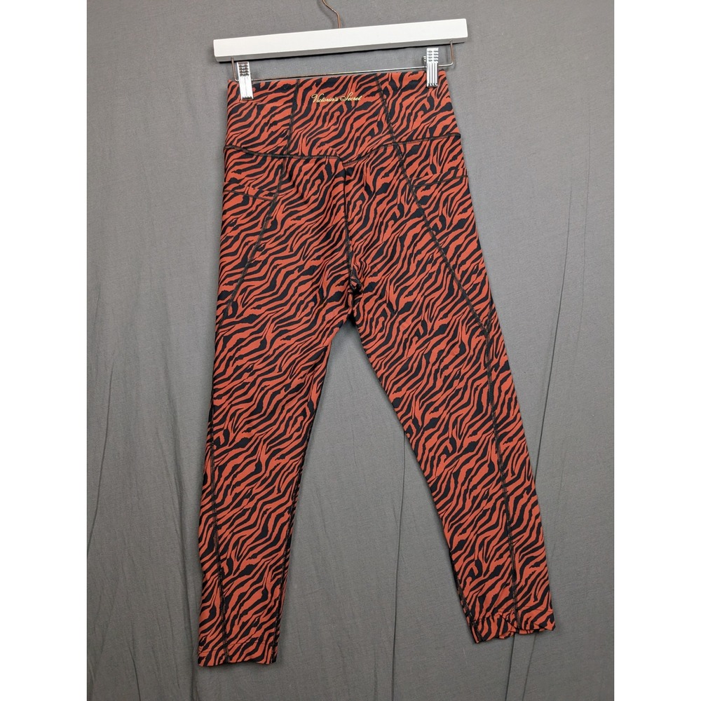 Victoria Secret Womens Zebra Print High Rise Leggings Orange Black XS